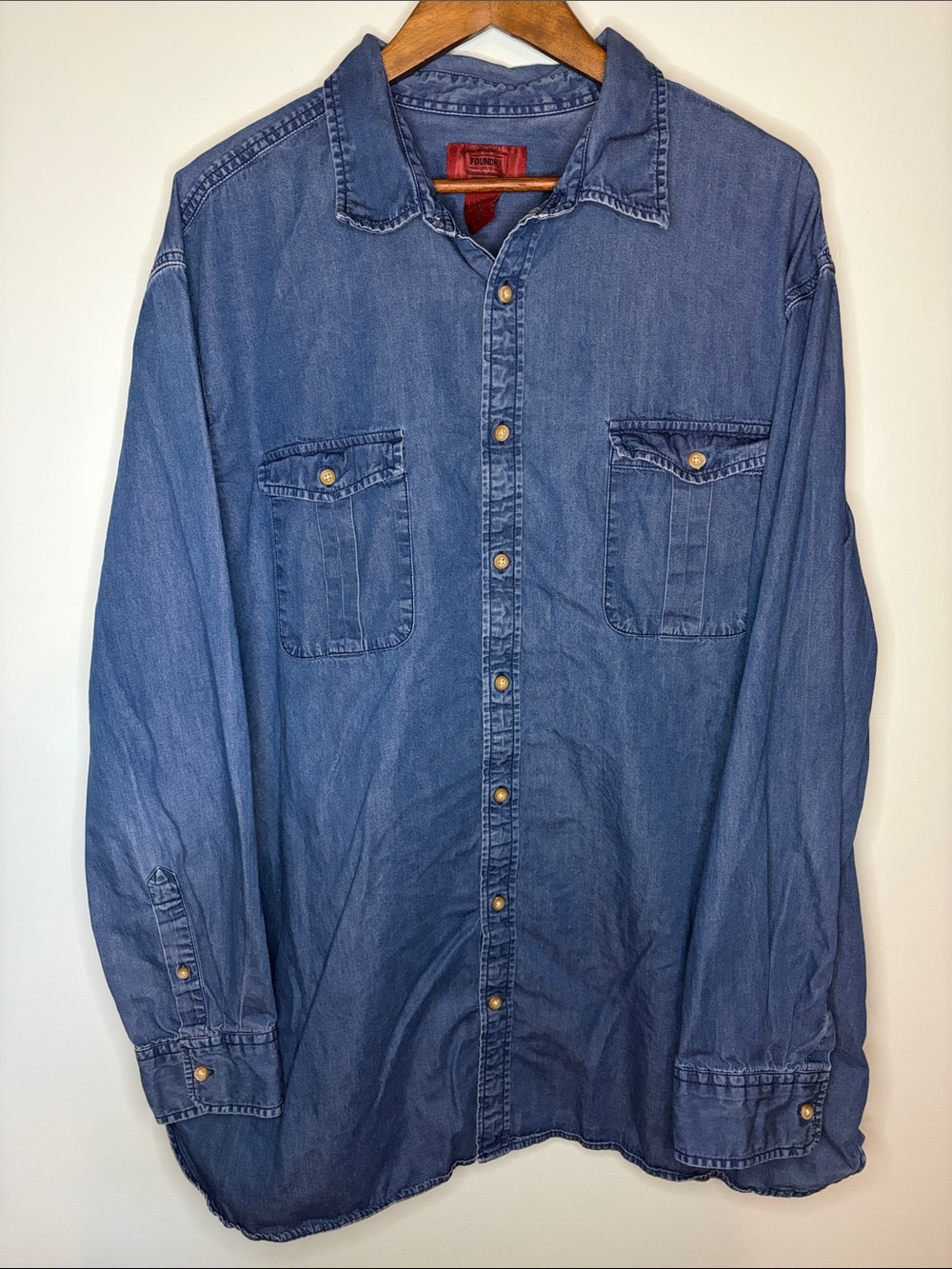 The Foundry Supply Co. Men’s 2XLT Denim Button Down Long Sleeve Shirt Big & Tall